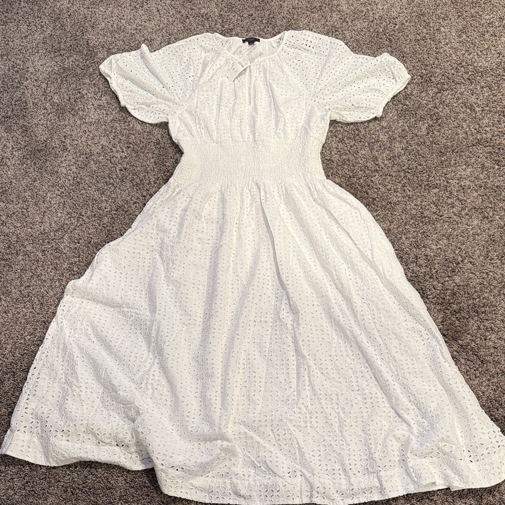 J. Crew White Eyelet Midi Dress